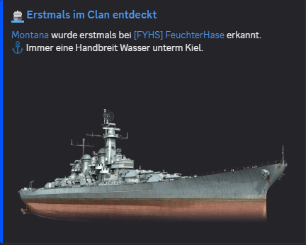Discord-Notifier: Montana erstmals im Clan entdeckt