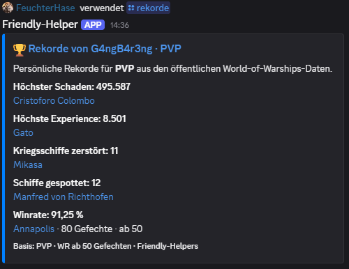 Discord-Ausgabe von /rekorde