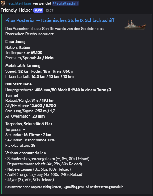 Discord-Ausgabe von /zufallsschiff