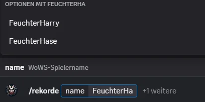 Spielerauswahl für /rekorde mit Namensvorschlägen im Discord-Bot