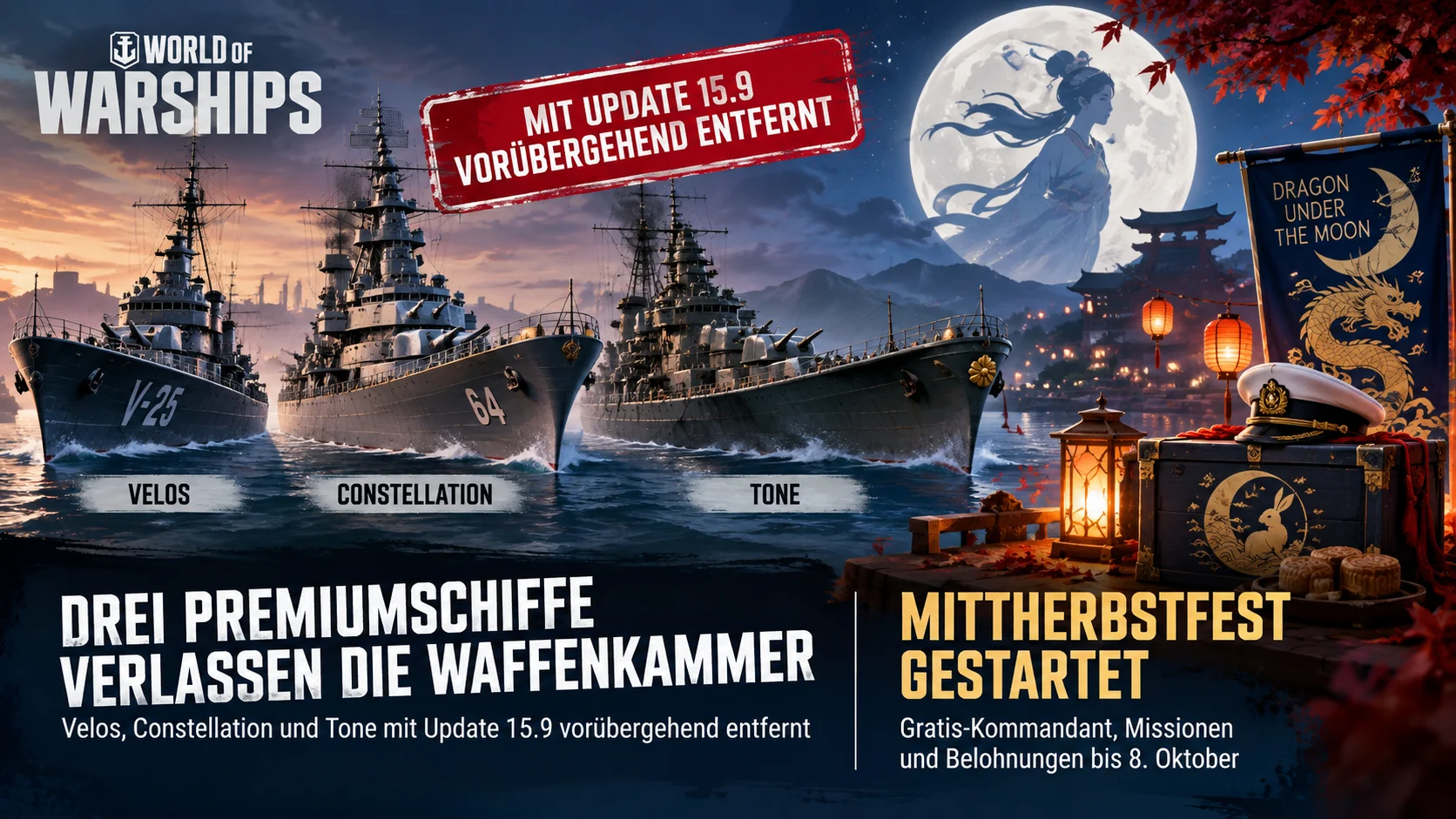 Velos, Constellation und Tone verlassen mit Update 15.9 die Waffenkammer