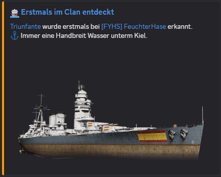 Discord-Beispiel für ein neu erkanntes Schiff im Clan