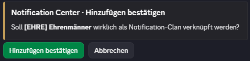 Discord-Bestätigung vor dem Hinzufügen eines Notification-Clans